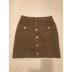 Vintage Women’s Tommy Hilfiger Brown Button Down Mini Skirt Pockets Size 6 Y2K